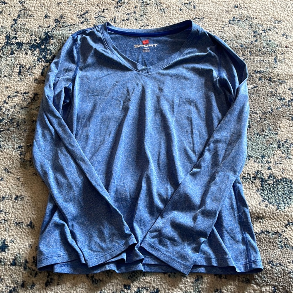 (S) Blue Hanes SPORT long sleeve